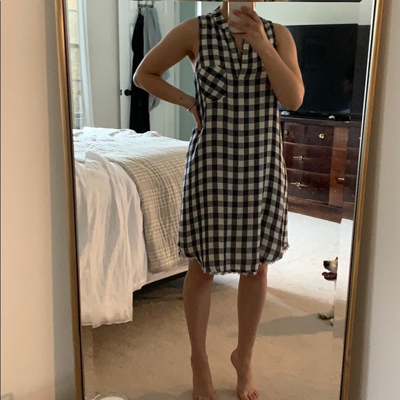 anthropologie blue gingham dress Mare Mare Gingham Square-neck Mini Dress